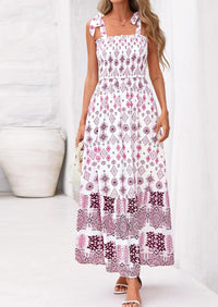 PRETTYGARDEN Women's Summer Maxi Dress Tie Straps Floral Beach Vacation Long Dresses Smocked Boho Sundress with Pockets PRETTYGARDEN