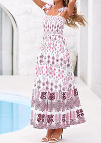 PRETTYGARDEN Women's Summer Maxi Dress Tie Straps Floral Beach Vacation Long Dresses Smocked Boho Sundress with Pockets PRETTYGARDEN