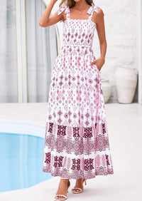 PRETTYGARDEN Women's Summer Maxi Dress Tie Straps Floral Beach Vacation Long Dresses Smocked Boho Sundress with Pockets PRETTYGARDEN