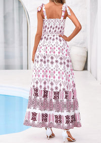 PRETTYGARDEN Women's Summer Maxi Dress Tie Straps Floral Beach Vacation Long Dresses Smocked Boho Sundress with Pockets PRETTYGARDEN