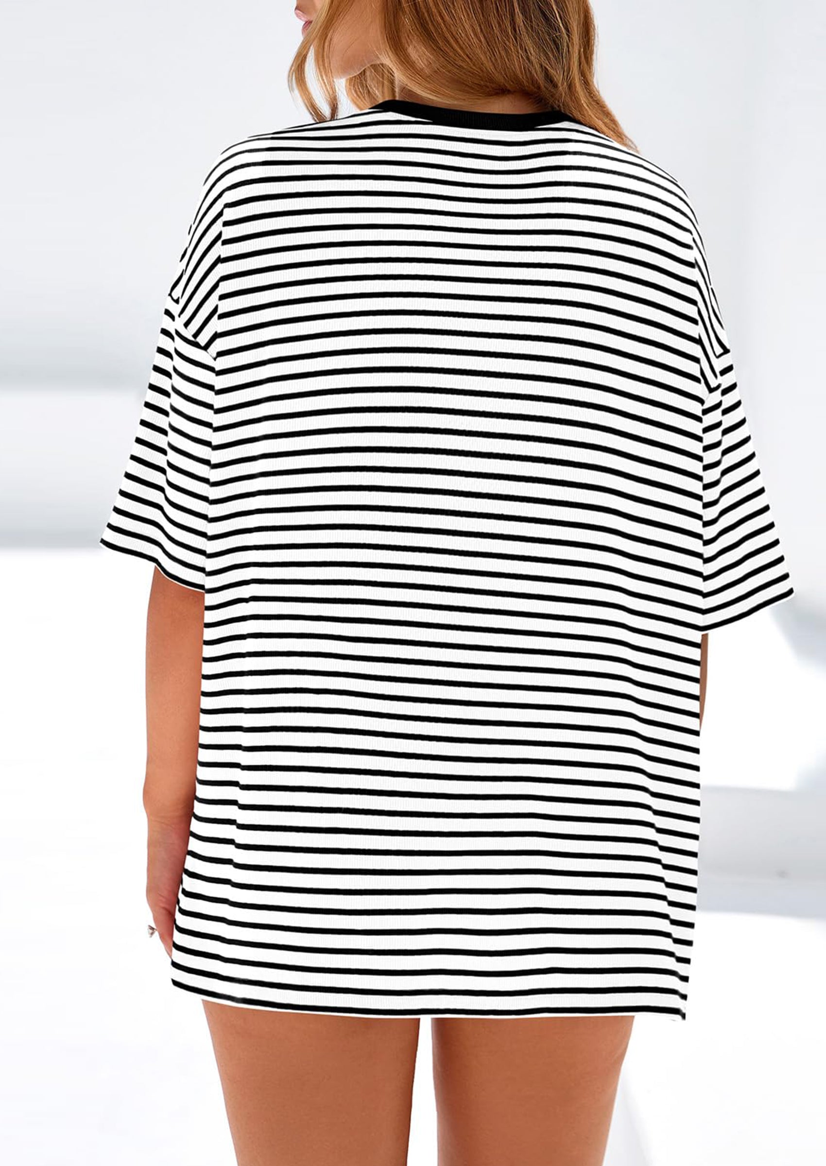 PRETTYGARDEN Womens Oversied Cute Tops Casual Striped Short Sleeve Shirt Women Trendy Spring Fashion Basic Tees Blouse PRETTYGARDEN