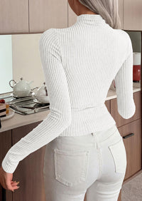 PRETTYGARDEN Long Sleeve T Shirts for Women Fall Fashion Mock Neck Fitted Ribbed Tee Tops Casual Basic Winter Clothing
