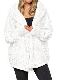 PRETTYGARDEN Women's Winter Warm Coats Hooded Faux Fur Sherpa Jacket  Fuzzy Fleece, Thumb Holes, Long Sleeve Pockets, Teddy Bear Jackets, Trendy Casual Fall Clothes, Holiday Going Out Outfits