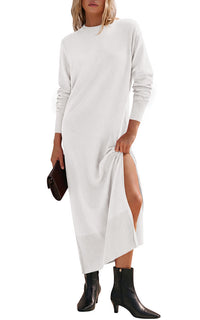 PRETTYGARDEN Womens Long Sleeve Soft Loose Fitting Fall Sweater Dress 2026 Side Slit, Lightweight, Knit Maxi Dresses, Vacation Long Dress, Elegant Business Casual Work, Teacher Outfits