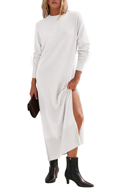 PRETTYGARDEN Womens Long Sleeve Soft Loose Fitting Fall Sweater Dress 2026 Side Slit, Lightweight, Knit Maxi Dresses, Vacation Long Dress, Elegant Business Casual Work, Teacher Outfits