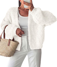 PRETTYGARDEN Women's Fall Cardigan Open Front Chunky Sweaters | Cozy Stretchy Knitwear, Long Sleeve Drop Shoulder, Loose Fit Crochet Jacket, Trendy Holiday Outfits, Warm Winter Clothing