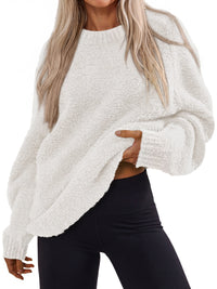 PRETTYGARDEN Womens Oversized Fuzzy Fall Sweaters 2026 Casual Pullover Tops Crew Neck Cozy Ribbed Knit Sweater, Slouchy Loose Fit Raglan Long Sleeve Tops, Chunky Soft Cute Clothes, Fashion Winter Wear