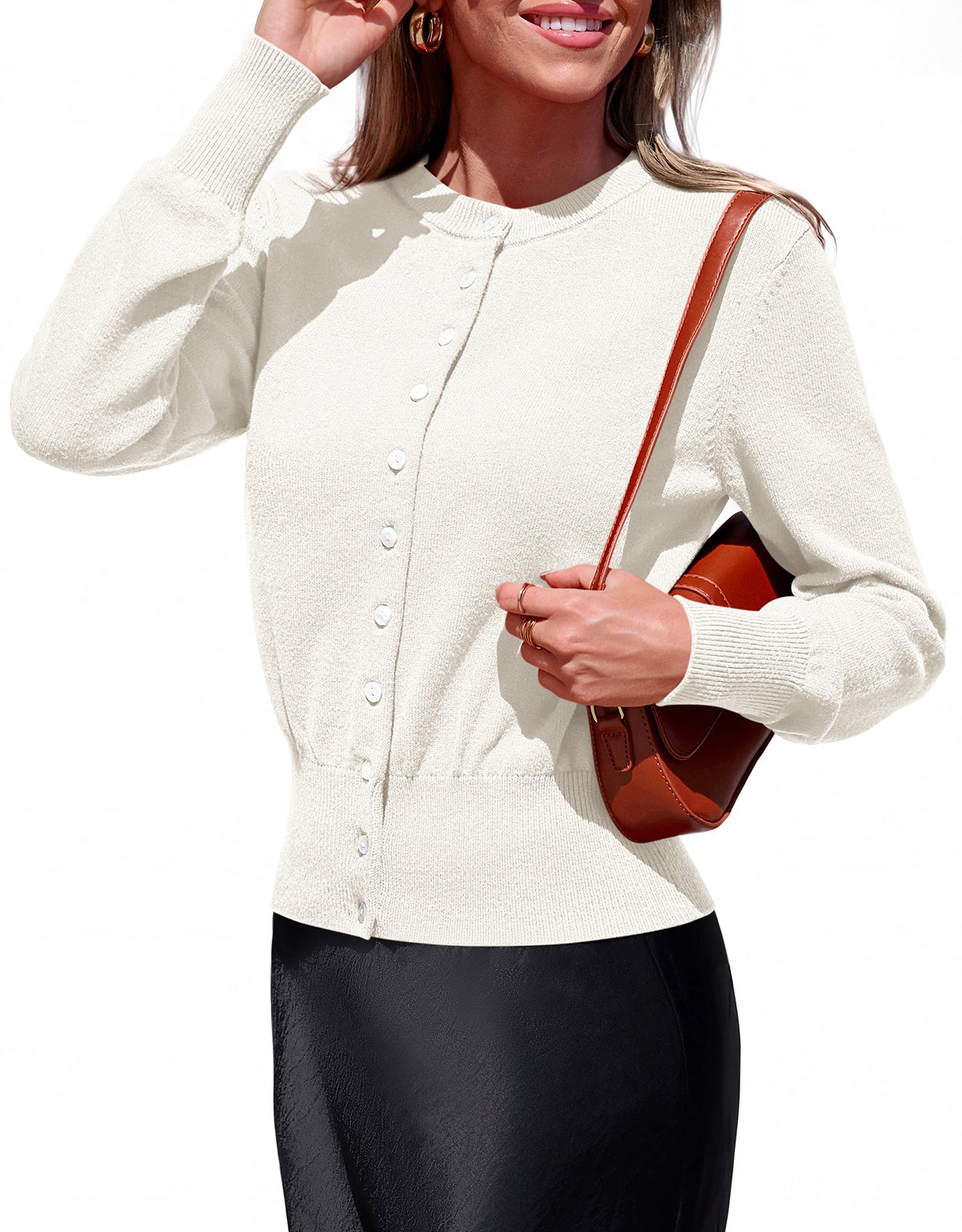 PRETTYGARDEN Womens Long Sleeve Basic Cardigan Dressy Casual 2026 Crewneck Knit Button Down Cozy Sweaters Fall Clothes