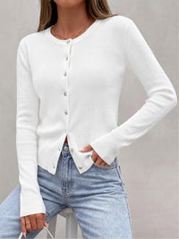 PRETTYGARDEN Fall Fitted Cardigan Sweaters for Women Button Down  | Basic Crewneck Long Sleeve Sweater Tops, Ribbed Trim, Slim Fit, Open Front, Daily Wear, Work, Date, Travel, Fashion Clothing