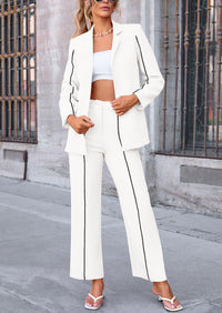 PRETTYGARDEN 2 Piece Blazer Outfits Business Casual Oversized Jacket Wide Leg Work Pants Dressy Suit Set