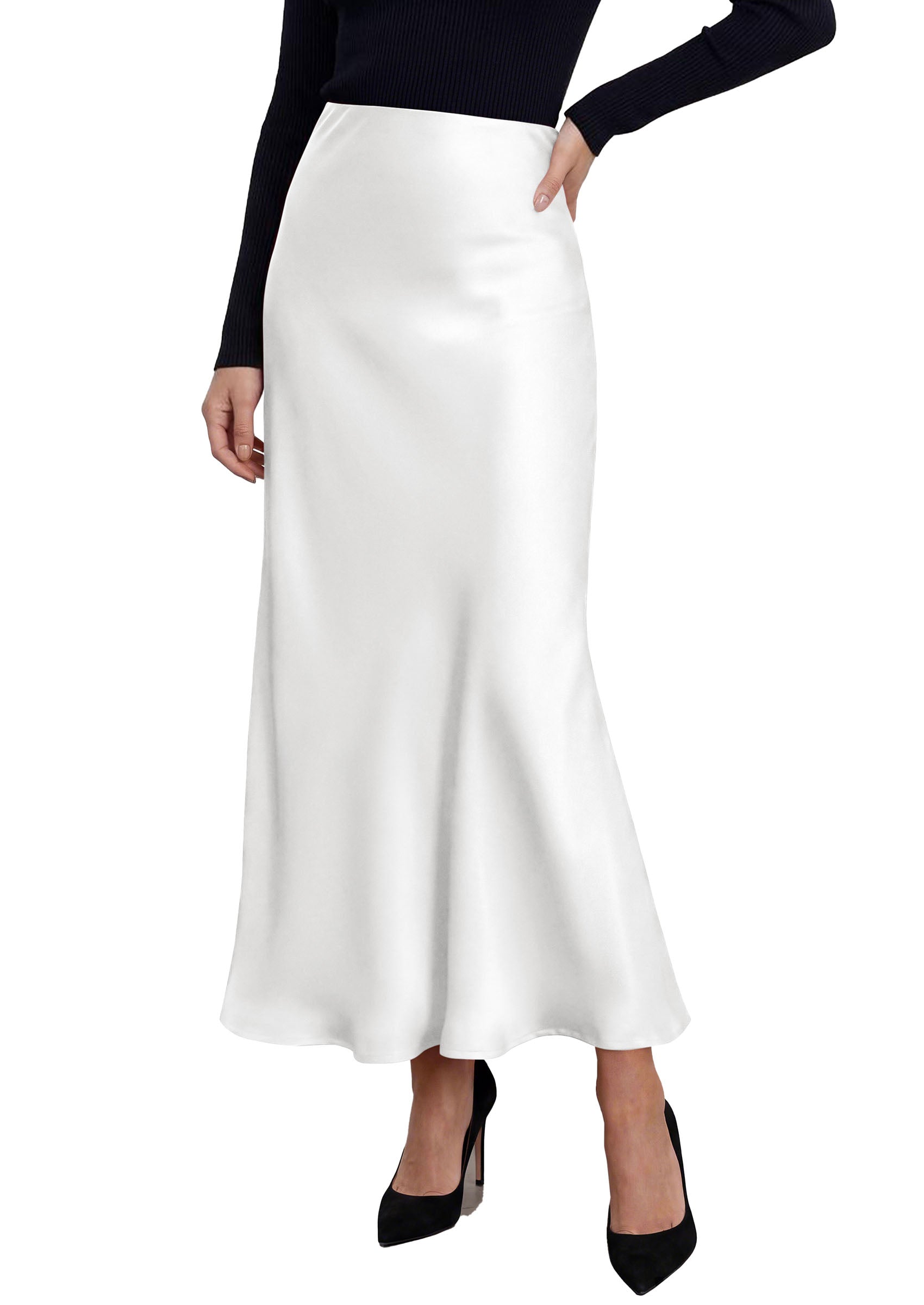 PRETTYGARDEN Women's 2026 Fall Fashion Maxi Long Skirts Trendy Silk Satin High Waisted A Line Mermaid Business Casual Outfits