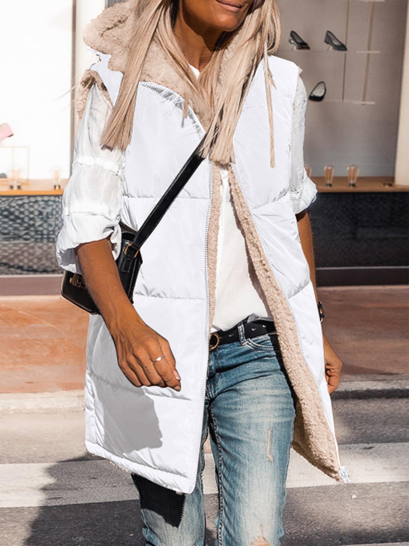 PRETTYGARDEN Womens Fall Reversible Vests Sleeveless Fleece Jacket Zip Up Hoodie Pockets Long Warm Winter Coat Outerwear