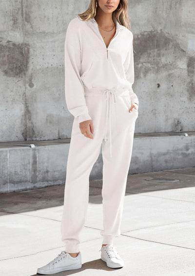 PRETTYGARDEN Women's 2 Piece Sweater Set Pullover Zip Up Sweatshirt Jogger Sweatpants Tracksuit Casual Outfit