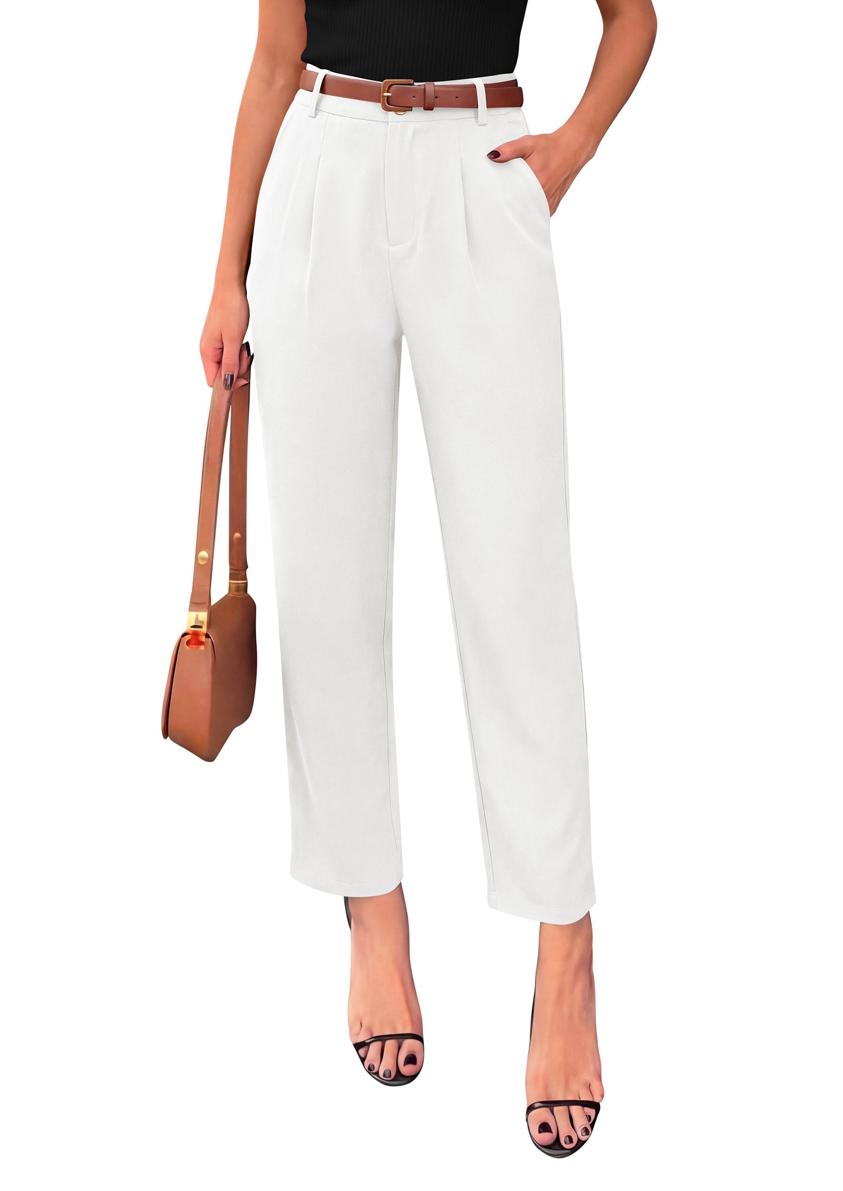PRETTYGARDEN Womens Dress Pants Summer 2026 Work Clothes Tapered High Waisted Trousers Slacks Pockets Business Casual Outfits