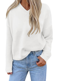 PRETTYGARDEN Women's Fall Fashion V Neck Cozy Sweaters | Soft Stretchy Warm, Chunky Knit Pullover, Loose Fit Long Sleeve Tops, Dressy Casual Blouses,Trendy Holiday Winter Outfits