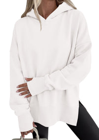 PRETTYGARDEN Womens Oversized Hoodies Side Slit Sweatshirts | Fall Fashion 2026 Trendy Outfits, Thumbholes & Unique Center Seam, Comfort Drop Shoulder Pullover, Chic Tunic for Leggings