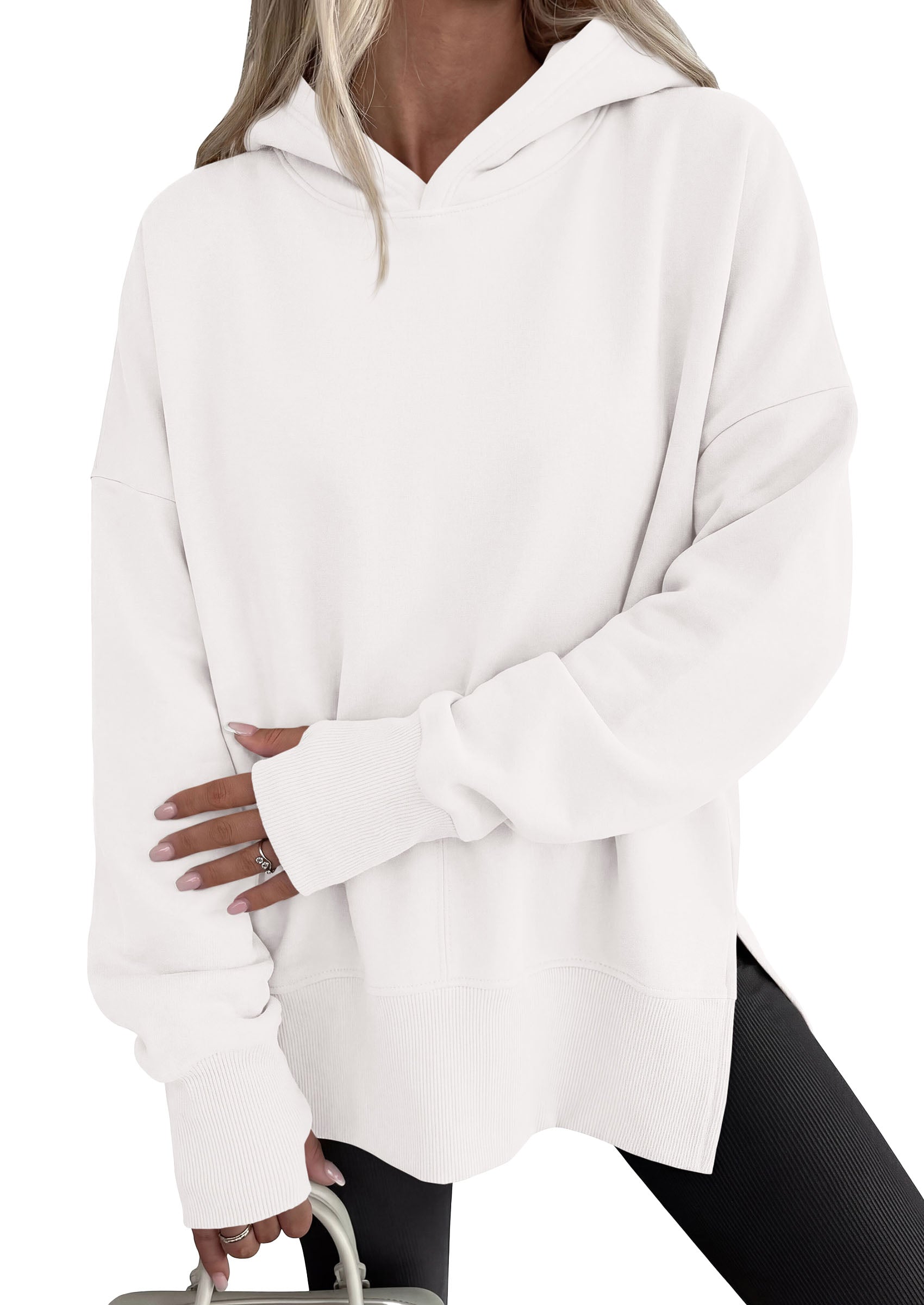 PRETTYGARDEN Womens Oversized Hoodies Side Slit Sweatshirts | Fall Fashion 2026 Trendy Outfits, Thumbholes & Unique Center Seam, Comfort Drop Shoulder Pullover, Chic Tunic for Leggings