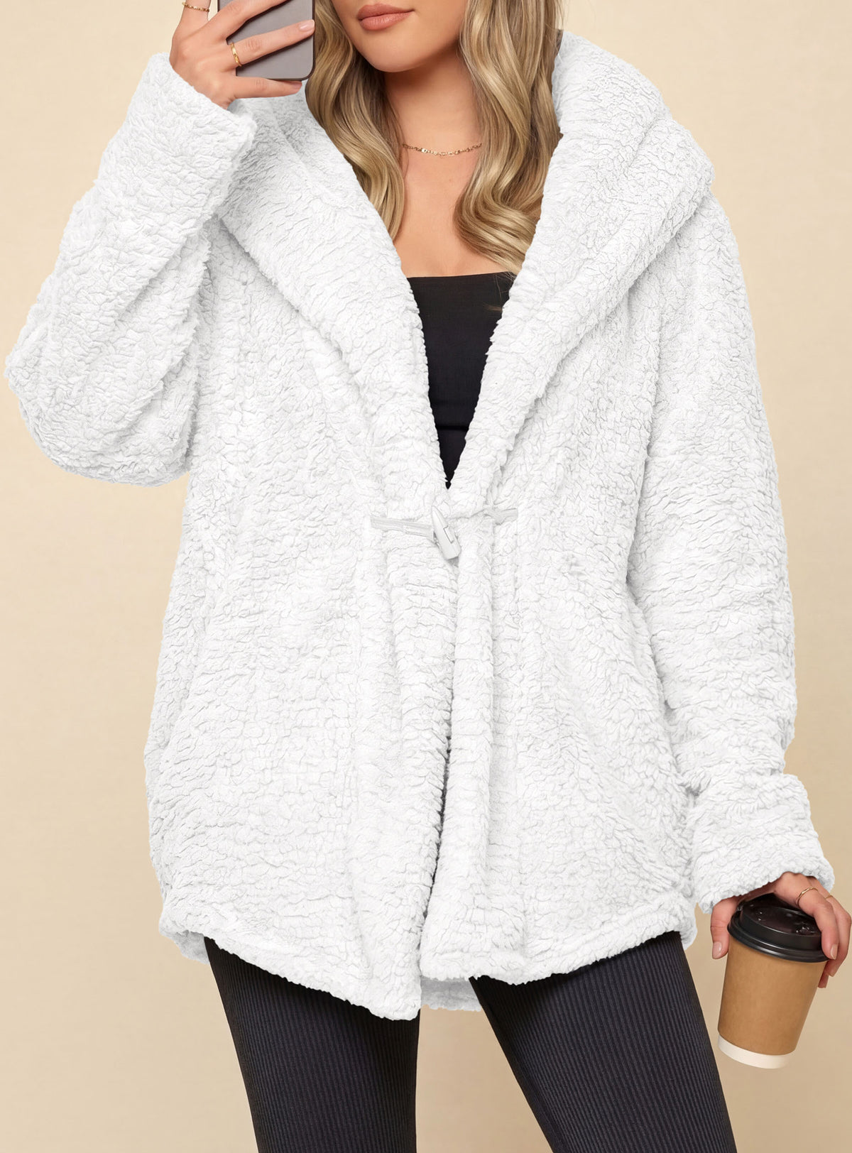 PRETTYGARDEN Women's Winter Warm Coats Hooded Faux Fur Sherpa Jacket  Fuzzy Fleece, Thumb Holes, Long Sleeve Pockets, Teddy Bear Jackets, Trendy Casual Fall Clothes, Holiday Going Out Outfits