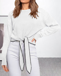 PRETTYGARDEN Casual Long Sleeve Strappy Sweaters for Women