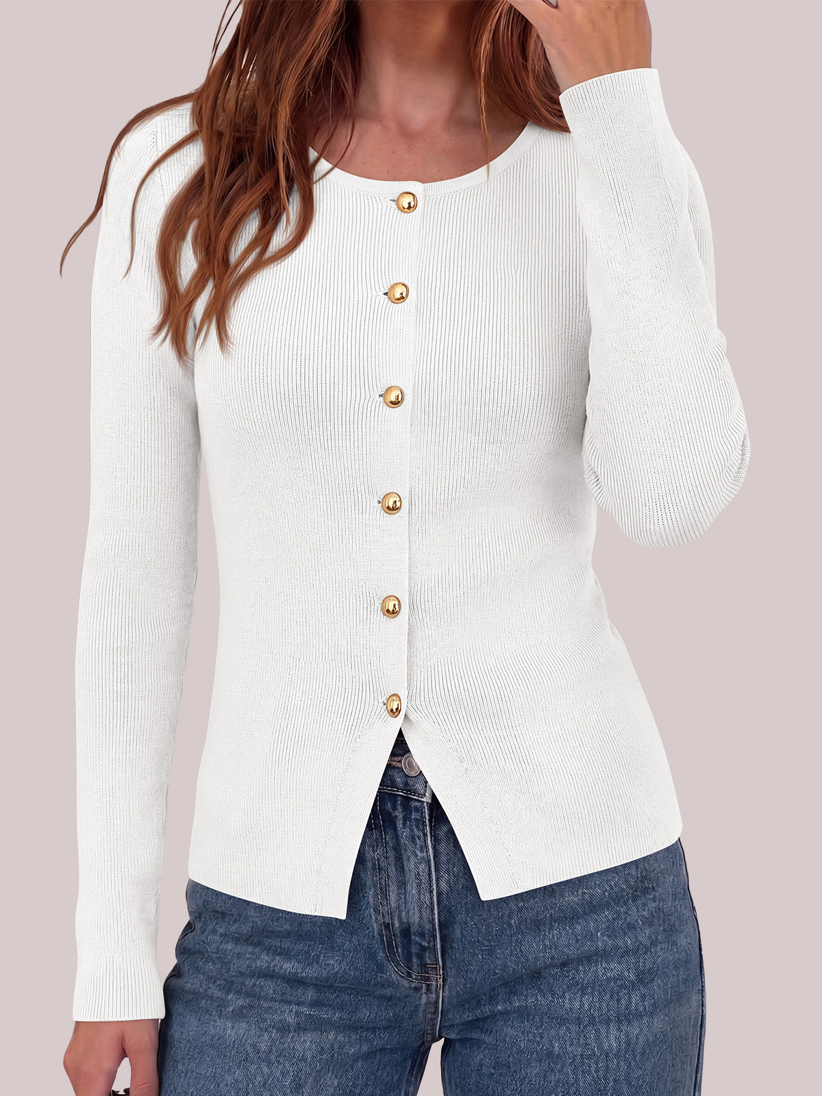 PRETTYGARDEN Long Sleeve Button Front Cardigan Sweaters for Women Fall Tops | Crewneck Ribbed Knit Sweater, Soft Short Cardigans, Business Casual Office Work Tops, Date Night Fashion Clothing Outfits