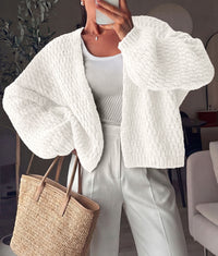 PRETTYGARDEN Women's Fall Cardigan Open Front Chunky Sweaters | Cozy Stretchy Knitwear, Long Sleeve Drop Shoulder, Loose Fit Crochet Jacket, Trendy Holiday Outfits, Warm Winter Clothing