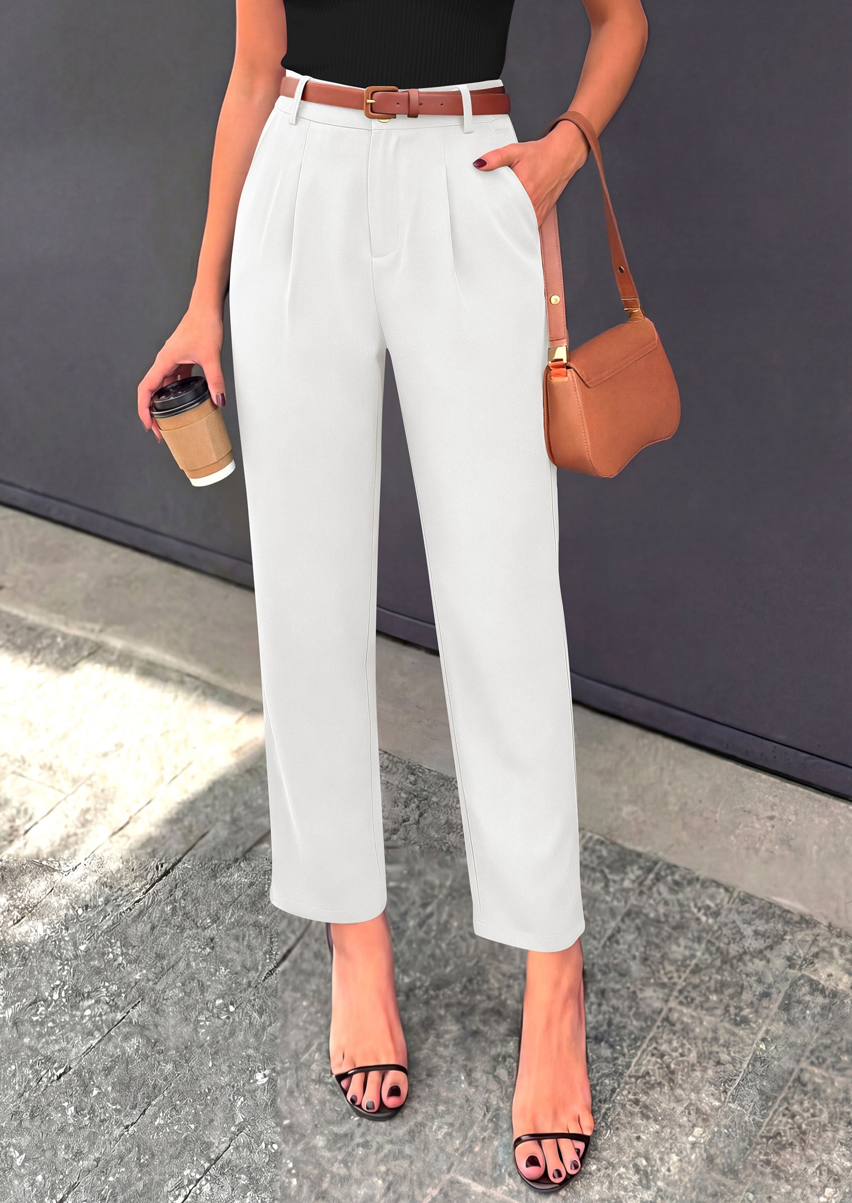 PRETTYGARDEN Womens Dress Pants Summer 2026 Work Clothes Tapered High Waisted Trousers Slacks Pockets Business Casual Outfits
