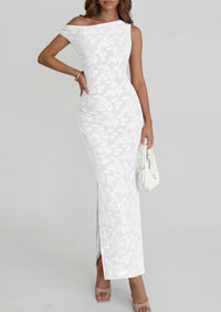 PRETTYGARDEN Womens Floral One Shoulder Maxi Dress 2026 Summer Spring Bodycon Ruched Side Slit Elegant Cocktail Party Dresses PRETTYGARDEN