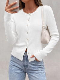 PRETTYGARDEN Fall Fitted Cardigan Sweaters for Women Button Down  | Basic Crewneck Long Sleeve Sweater Tops, Ribbed Trim, Slim Fit, Open Front, Daily Wear, Work, Date, Travel, Fashion Clothing
