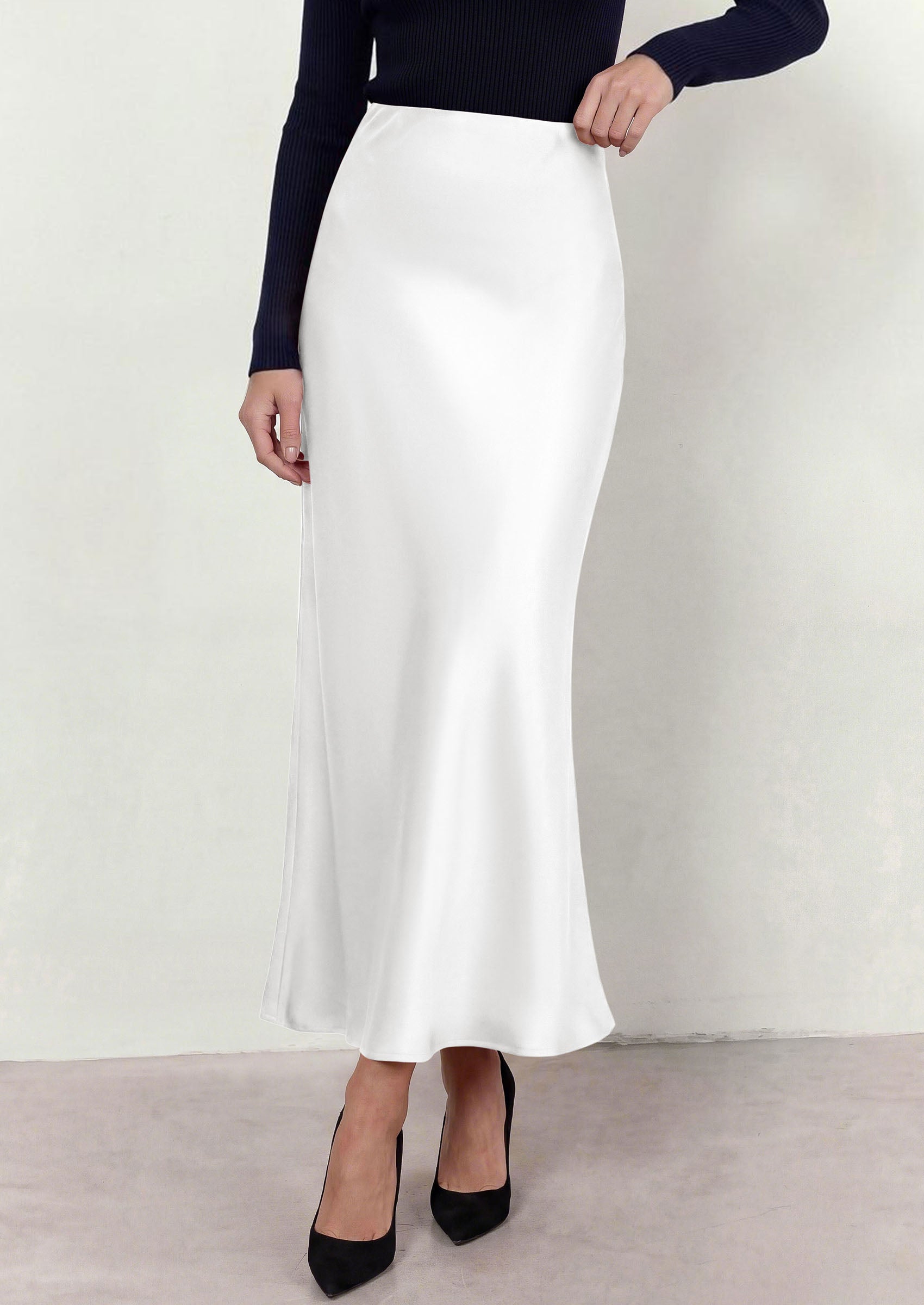 PRETTYGARDEN Women's 2026 Fall Fashion Maxi Long Skirts Trendy Silk Satin High Waisted A Line Mermaid Business Casual Outfits