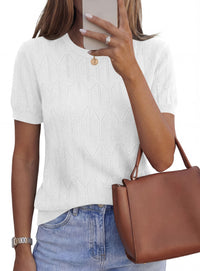 PRETTYGARDEN Women's 2026 Spring Short Sleeve Sweater Knit Going Out Tops Work Shirts Trendy Summer Business Casual Outfits