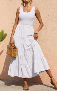 PRETTYGARDEN Women's 2026 Casual Loose Plain Maxi Sundress Smocked Tank Dress Sleeveless Summer Beach Tiered Long Dresses