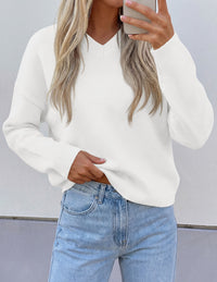 PRETTYGARDEN Women's Fall Fashion V Neck Cozy Sweaters | Soft Stretchy Warm, Chunky Knit Pullover, Loose Fit Long Sleeve Tops, Dressy Casual Blouses,Trendy Holiday Winter Outfits