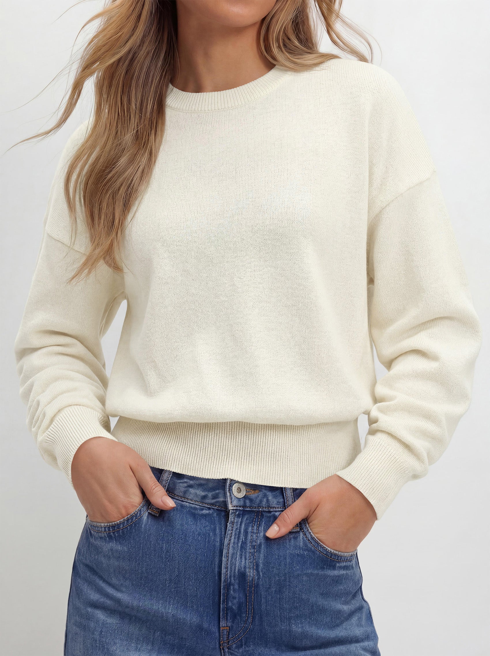 PRETTYGARDEN Womens Crewneck Long Sleeve Fall Sweaters  | Cinched Waist, Loose Fit, Knit Pullover Tops, Ribbed Hem, Basic Work Sweaters, Trendy Fall Outfits, Winter Layering Clothing