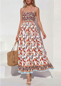 PRETTYGARDEN Womens Floral Maxi Dress Boho Casual 2026 Summer Spaghetti Strap Smocked Sleeveless Flowy Beach Vacation Dresses