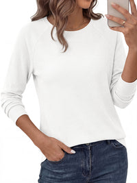 PRETTYGARDEN Womens Long Sleeve Shirts Waffle Knit Lightweight Fall Tops | Crewneck Loose Fit Curvy Hem Pullover Top, Soft Comfy Cute Tee Shirt, Dressy Casual Office Work Outfits, Fashion Clothing