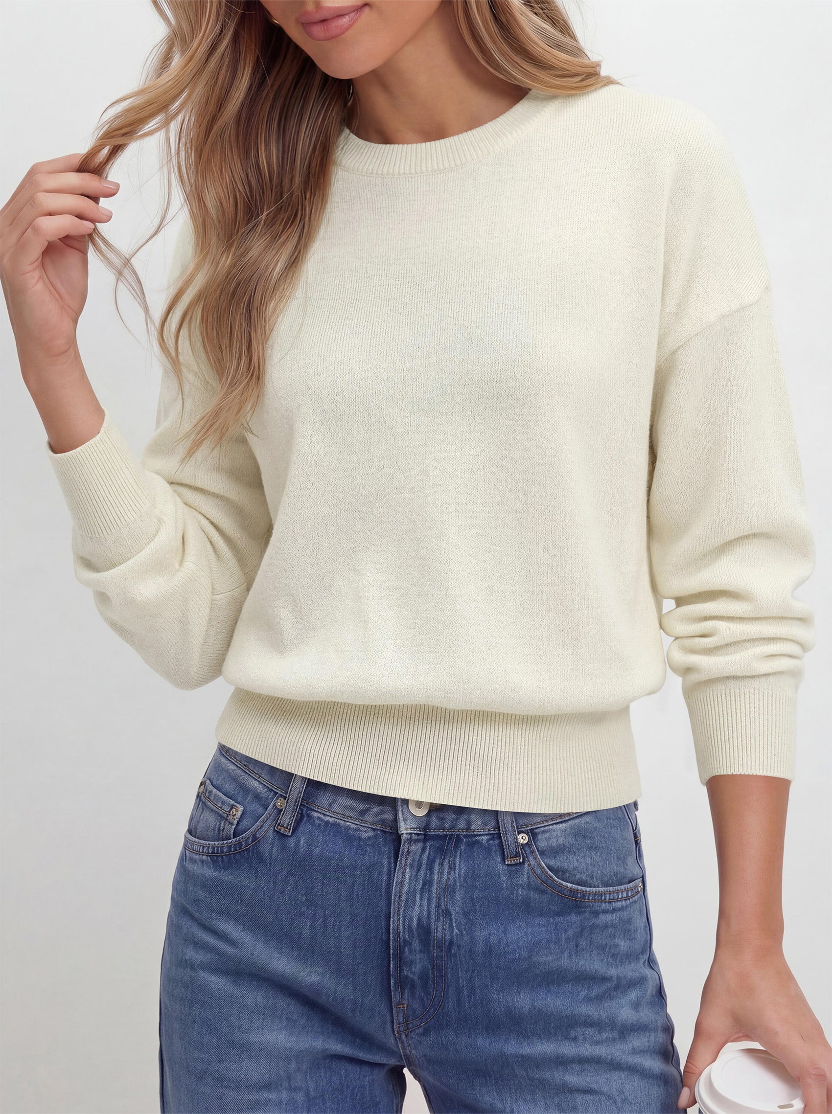 PRETTYGARDEN Womens Crewneck Long Sleeve Fall Sweaters  | Cinched Waist, Loose Fit, Knit Pullover Tops, Ribbed Hem, Basic Work Sweaters, Trendy Fall Outfits, Winter Layering Clothing