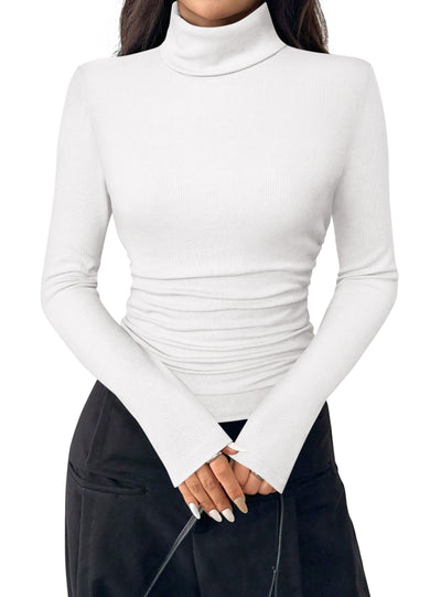 PRETTYGARDEN Turtleneck Tops for Women Long Sleeve Shirts | Slim Fitted Underscrub, Ribbed Knit Thermal Undershirts, 2026 Fall Casual Going Out Outfits, Base Layer Winter Clothes