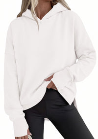 PRETTYGARDEN Womens Oversized Hoodies Side Slit Sweatshirts | Fall Fashion 2026 Trendy Outfits, Thumbholes & Unique Center Seam, Comfort Drop Shoulder Pullover, Chic Tunic for Leggings