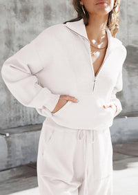 PRETTYGARDEN Women's 2 Piece Sweater Set Pullover Zip Up Sweatshirt Jogger Sweatpants Tracksuit Casual Outfit