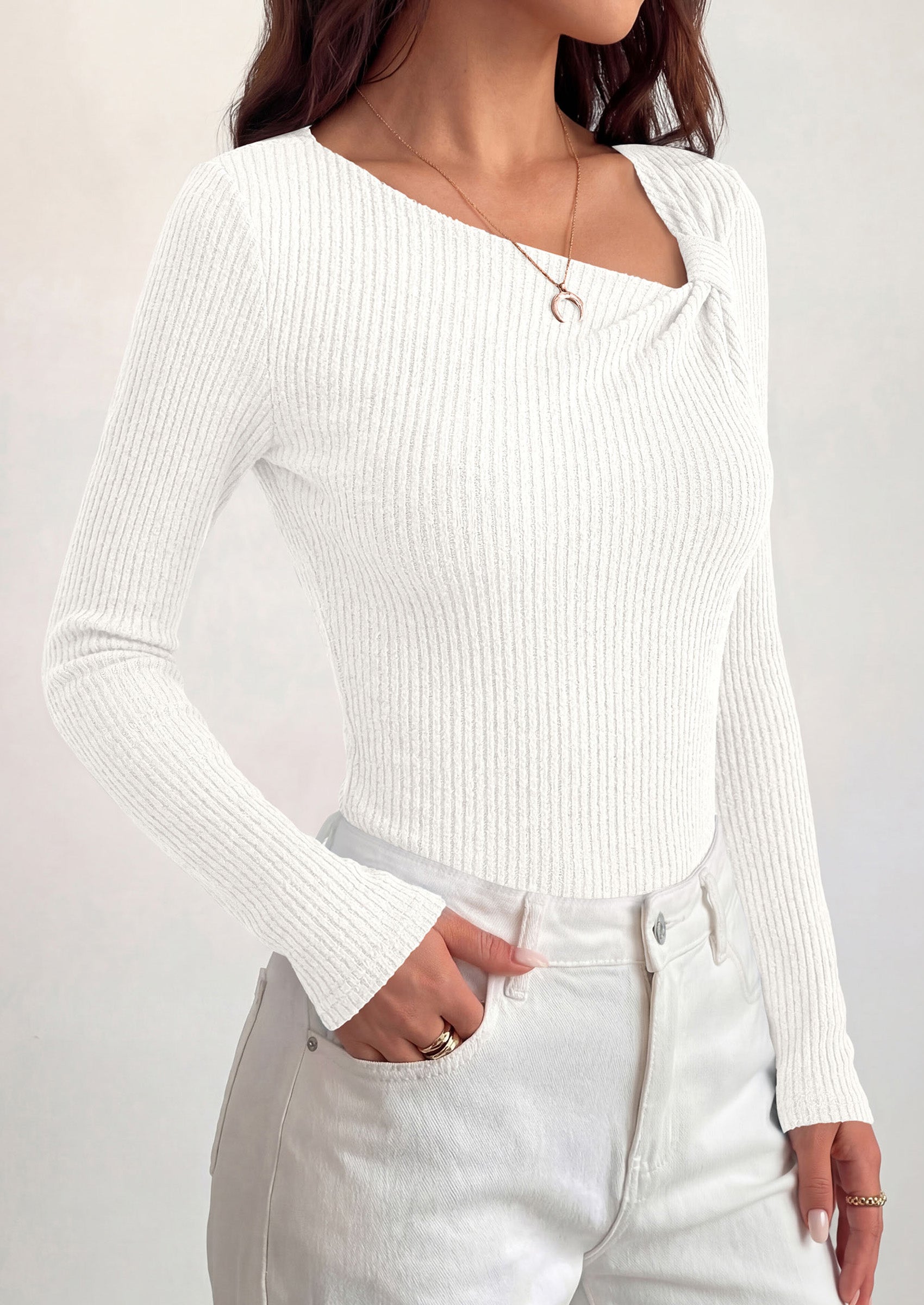 PRETTYGARDEN Womens 2026 Early Fall Fashion Long Sleeve T Shirts Asymmetrical Ribbed Fitted Trendy Going Out Tops Y2K Outfits