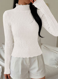 PRETTYGARDEN Women's Fall Long Sleeve Fitted Shirts | Comfy Stretchy Cable Knit, Trendy Lettuce Trim Mock Neck, Casual Basic Tees, Cute Layering Tops, 2026 Fashion Clothing