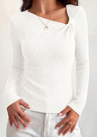 PRETTYGARDEN Womens 2026 Early Fall Fashion Long Sleeve T Shirts Asymmetrical Ribbed Fitted Trendy Going Out Tops Y2K Outfits