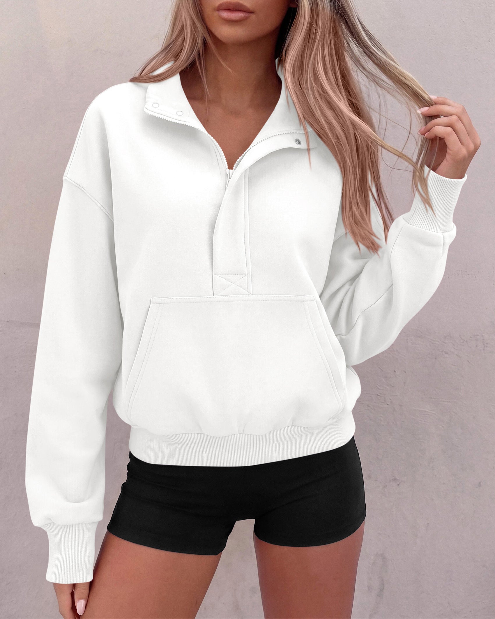 PRETTYGARDEN Womens Long Sleeve Quarter Zip Crop Sweatshirts | Mock Neck FLeece Sweatshirt, Button up Henley Neck Pullover, Relaxed Fit Cropped Tops, Casual Lounge Wear, Fall Outfits 2026