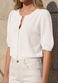 PRETTYGARDEN Puff Short Sleeve Cardigans for Women Lightweight 2026 Summer Shirts Button Up Knit Sweater Tops Spring Clothes PRETTYGARDEN