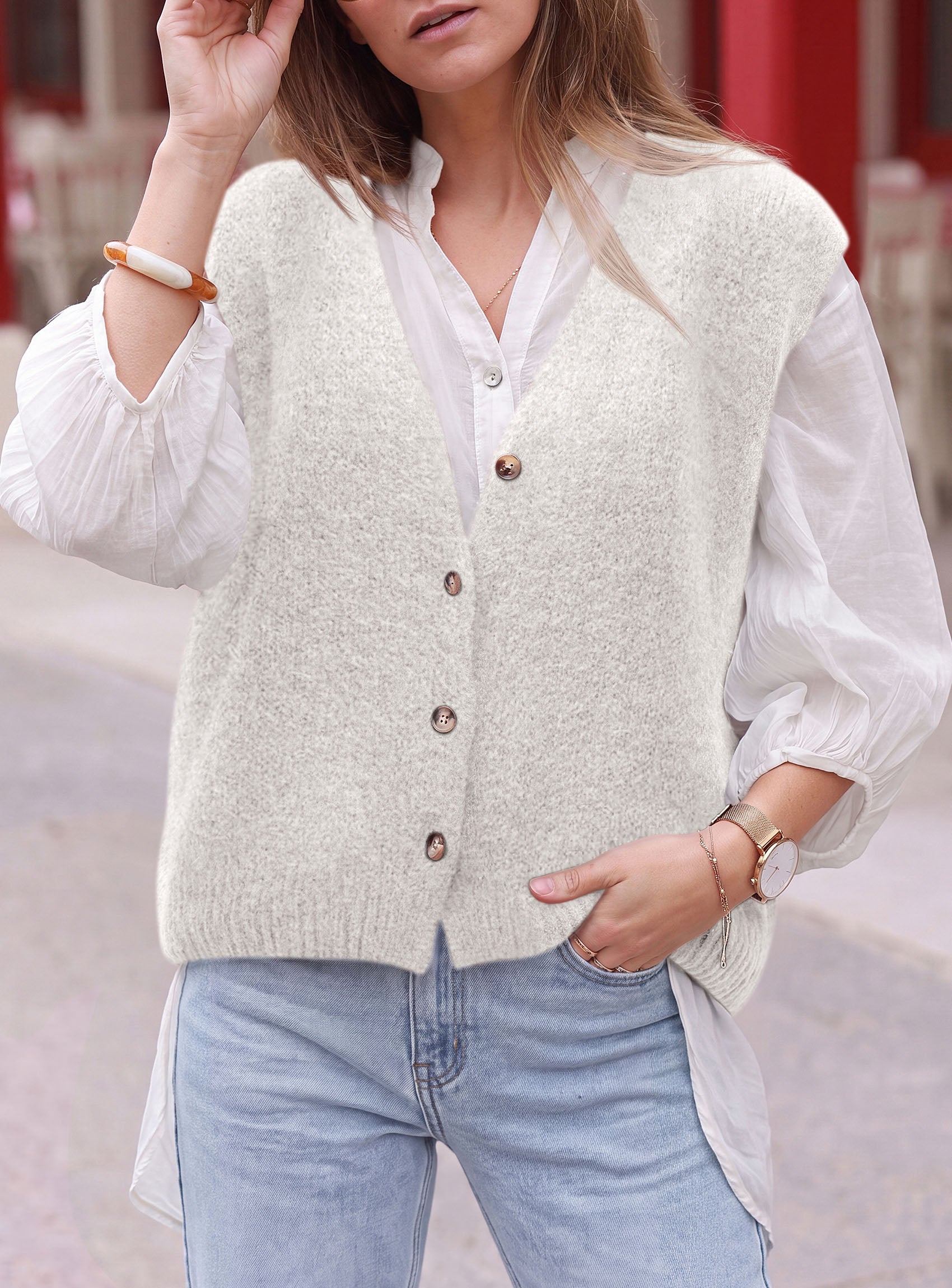 PRETTYGARDEN Womens Fall Sleeveless Button Down Sweater Vest  Soft Knit Fabric, Fashion Deep V Neck, Casual Loose Fit Sweater, Going Out Outfits, 2026 Trendy Winter Clothes