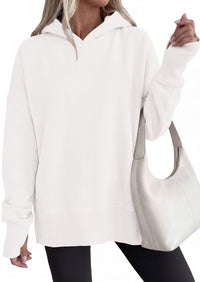 PRETTYGARDEN Womens Oversized Hoodies Side Slit Sweatshirts | Fall Fashion 2026 Trendy Outfits, Thumbholes & Unique Center Seam, Comfort Drop Shoulder Pullover, Chic Tunic for Leggings