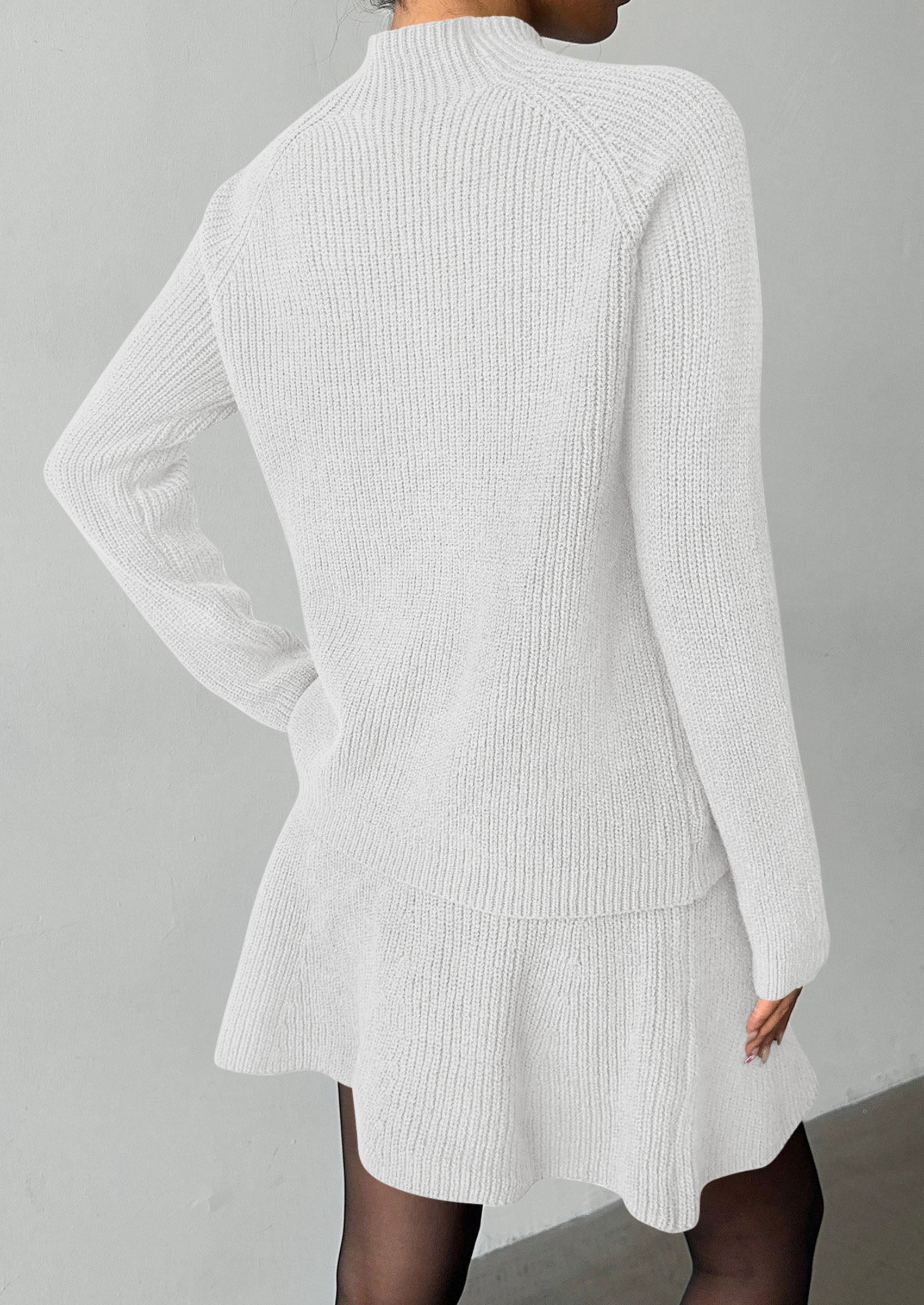 PRETTYGARDEN Women's Fall 2 Piece Outfits Matching Sweater Skirt Sets  Cozy Ribbed Knit, Raglan Long Sleeve, Crewneck Pullover, Elastic Waist A Line, Mini Short Skirts, Holiday Winter Clothing