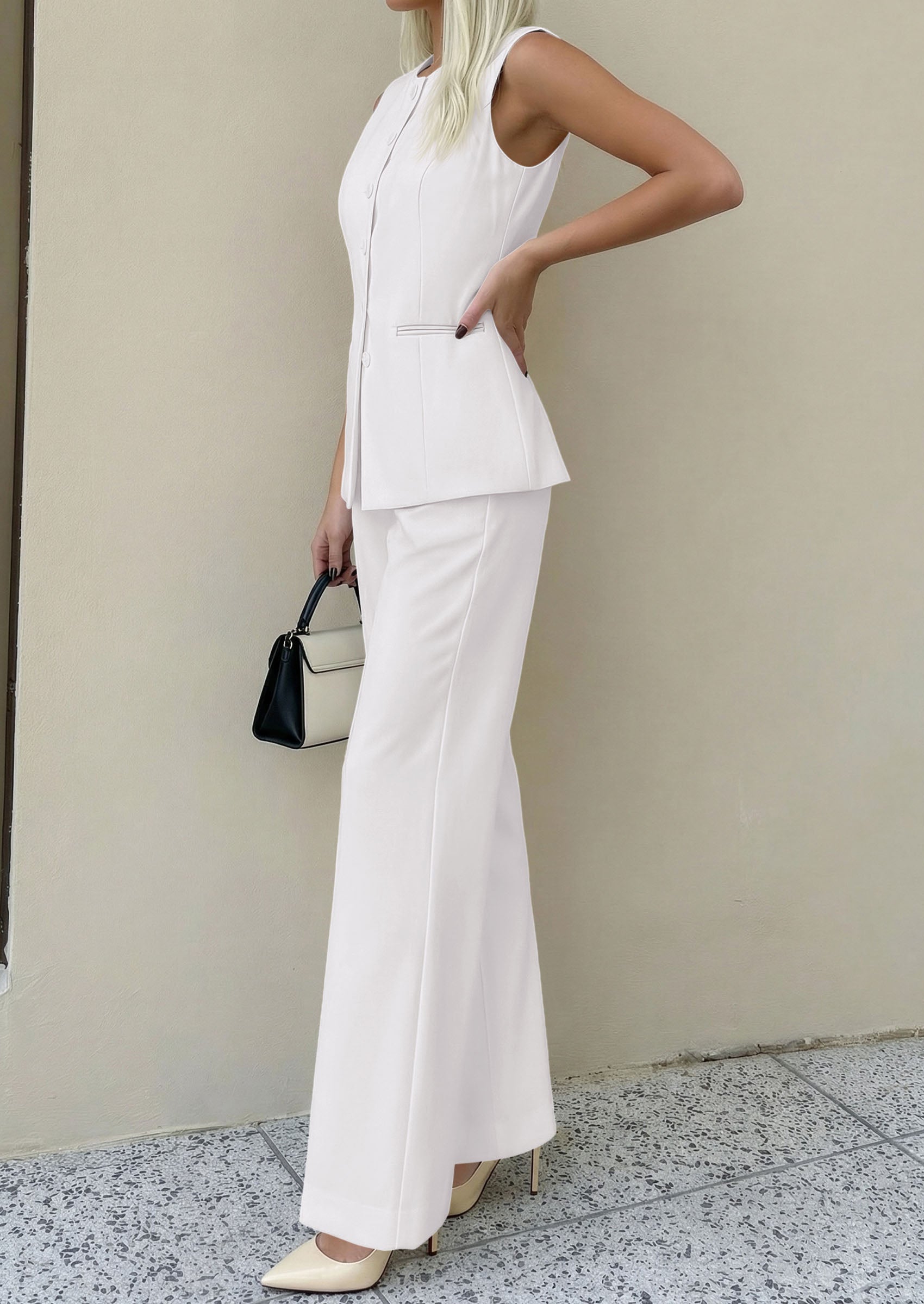 PRETTYGARDEN Women's 2 Piece Sets Summer 2026 Work Clothes Sleeveless Blazer Vest Pants Suits Spring Business Casual Outfits PRETTYGARDEN