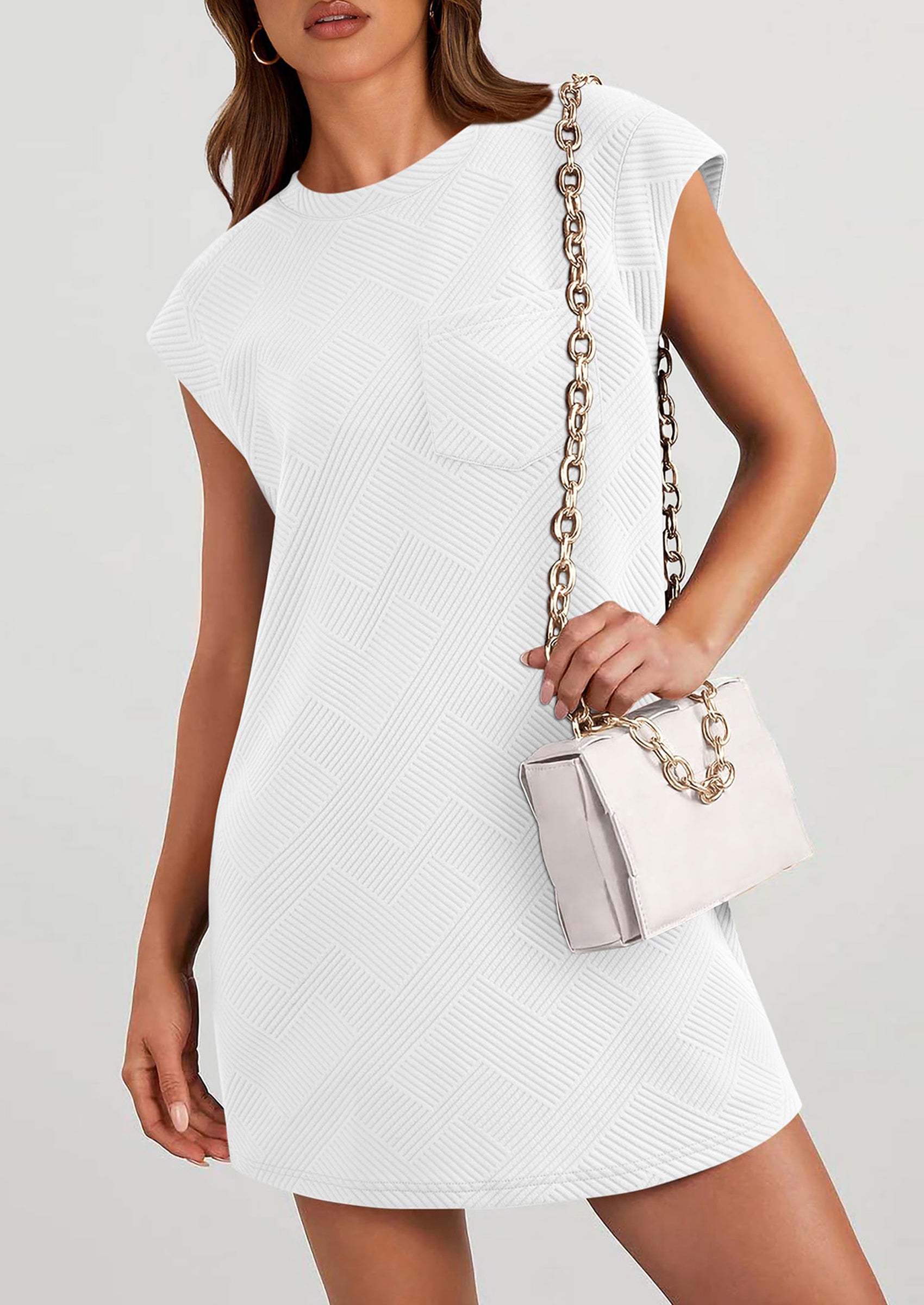 PRETTYGARDEN Women's Summer Short T Shirt Dress Cap Sleeve Crew Neck Casual Loose Basic Mini Dresses