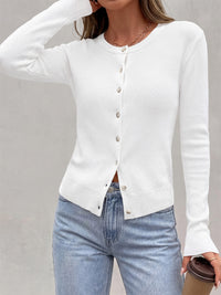 PRETTYGARDEN Fall Fitted Cardigan Sweaters for Women Button Down  | Basic Crewneck Long Sleeve Sweater Tops, Ribbed Trim, Slim Fit, Open Front, Daily Wear, Work, Date, Travel, Fashion Clothing
